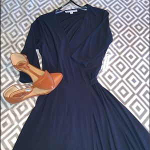 ❤️ Navy Blue Wrap Dress with Tie ❤️
